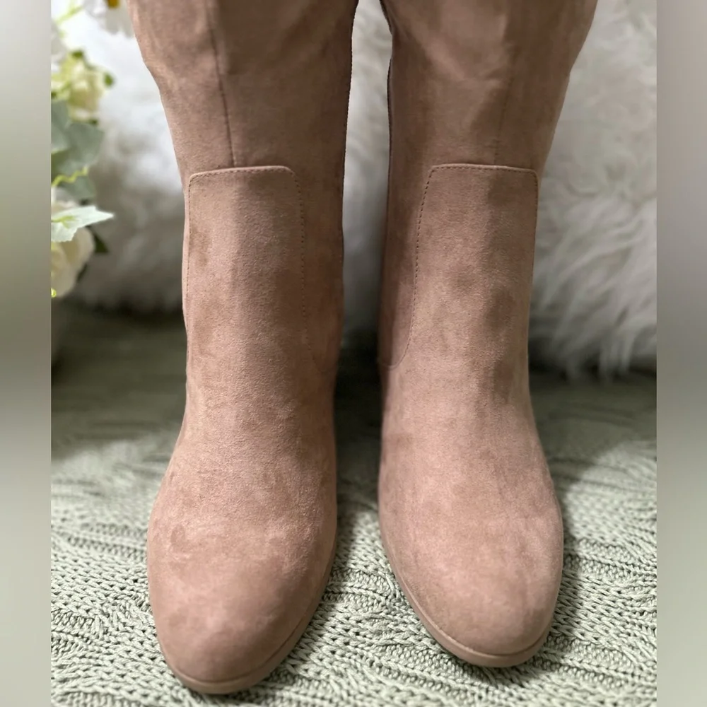 NWT Style & Co. 11(Extra Wide Calf)Tall Tan /Brown Suede Over-the-Knee Boots